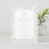 Cottagecore bloemige babyshower uitnodiging (Staand voorkant)