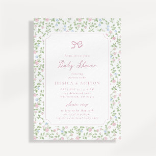 Cottagecore bloemige babyshower uitnodiging