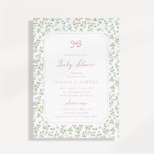 Cottagecore bloemige babyshower uitnodiging