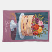 Cottagecore Bloemige Cake Waterverf Theedoek (Horizontaal)