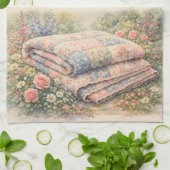 Cottagecore Bloemstukwerk Dekbed Waterverf Theedoek (Gevouwen)