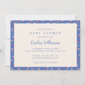 Cottagecore Blue Red Floral Baby shower Kaart (Voorkant)