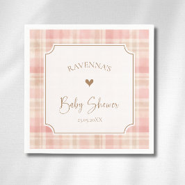 Cottagecore Blush Ivoorkleurige Geruite Gouden Bab Servet