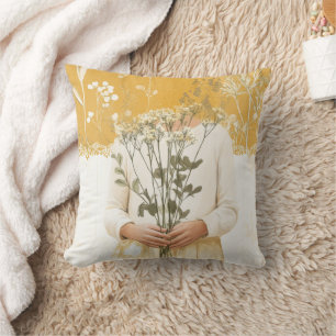 Cottagecore Boeket van Wilde Bloemen Portret Kussen