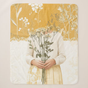 Cottagecore Boeket van Wilde Bloemen Portret Sherpa Deken
