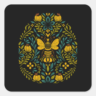 Cottagecore Boho Flowers Scandinavische volkskunst Vierkante Sticker