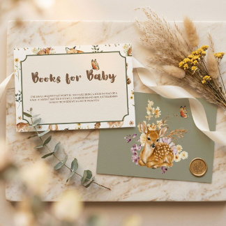 Cottagecore bos baby shower bos informatiekaartje