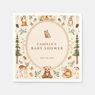 Cottagecore bos baby shower uitnodiging servet