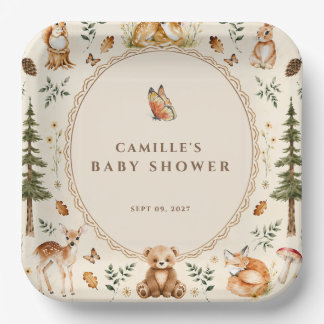 Cottagecore bos baby shower uitnodiging Woud Papieren Bordje