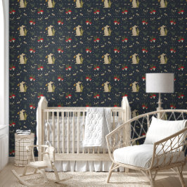Cottagecore bos botanische paddestoelen woud behang