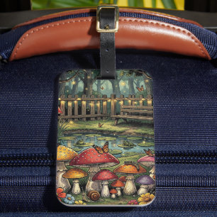 Cottagecore Bos Scene Whimsische Paddenstoelen Bagagelabel