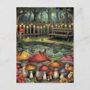 Cottagecore Bos Scene Whimsische Paddenstoelen Briefkaart