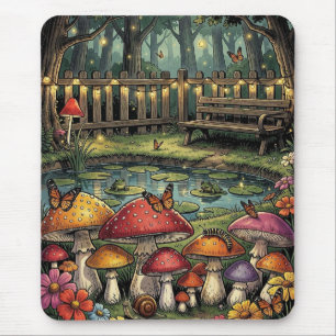 Cottagecore Bos Scene   Whimsische Paddenstoelen Muismat