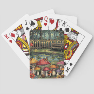 Cottagecore Bos Scene Whimsische Paddenstoelen Pokerkaarten