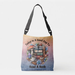 Cottagecore, bossen, libellen, boeken, crossbody tas
