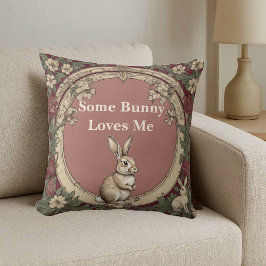 Cottagecore Burgundy Some Bunny Loves Me Vintage  Kussen