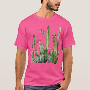 Cottagecore Cactus Bloemen Kolibrie Bloementuin T-shirt