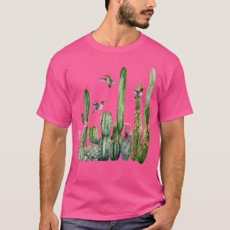 Cottagecore Cactus Bloemen Kolibrie Bloementuin T-shirt