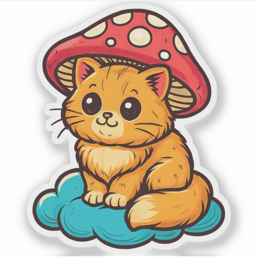 Cottagecore Cat Sticker (Voorkant)
