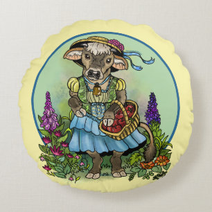 Cottagecore Cowgirl Rond Kussen