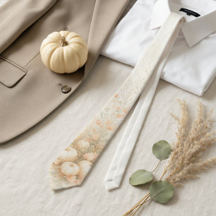 Cottagecore Crème Pompoen Zachte Pastel Thanksgivi Stropdas