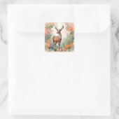 Cottagecore Deer Vierkante Sticker (Tas)