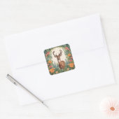 Cottagecore Deer Vierkante Sticker (Envelop)