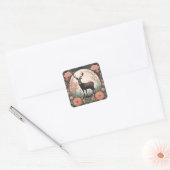 Cottagecore Deer Vierkante Sticker (Envelop)