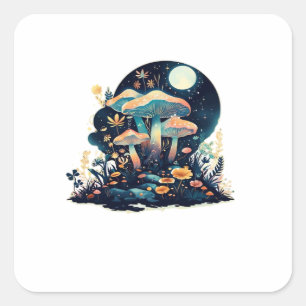 Cottagecore En Aesthetic Goblincore Paddenstoelen Vierkante Sticker