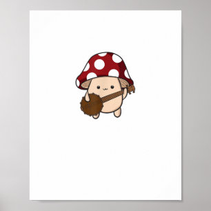 Cottagecore Esthetiek Cute Paddenstoel Banjo Spele Poster