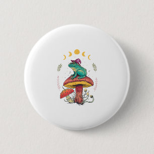 Cottagecore Esthetiek Goblincore Kikker Tovenaar O Ronde Button 5,7 Cm