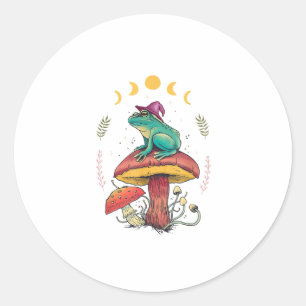 Cottagecore Esthetiek Goblincore Kikker Tovenaar O Ronde Sticker