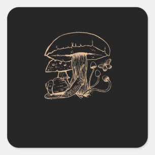 Cottagecore Esthetiek Goblincore Paddenstoel Slak Vierkante Sticker