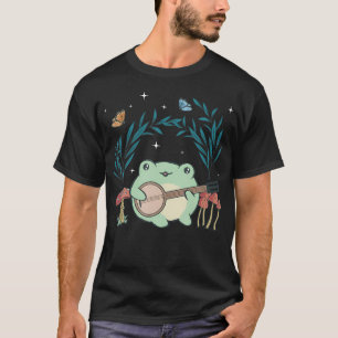 Cottagecore Esthetiek Kawaii Kikker Speelt Banjo G T-shirt