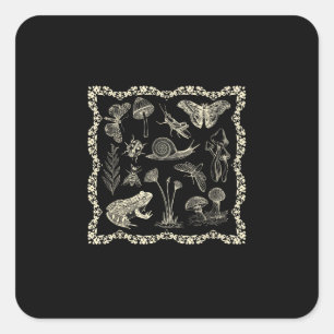 Cottagecore Esthetiek Kikker En Paddenstoel Goblin Vierkante Sticker