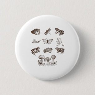 Cottagecore Esthetiek Paddenstoel Academie Kikker  Ronde Button 5,7 Cm