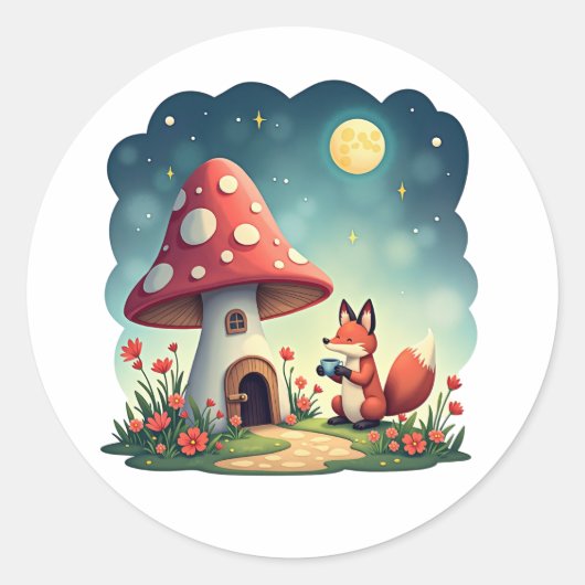 Cottagecore esthetisch ronde sticker (Voorkant)