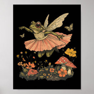 Cottagecore Esthetische Fairy Frog Dancing W Poster