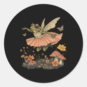 Cottagecore Esthetische Fairy Frog Dancing W Ronde Sticker