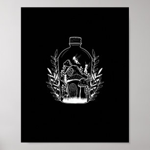 Cottagecore Esthetische Fles Paddenstoel Huis Fee Poster