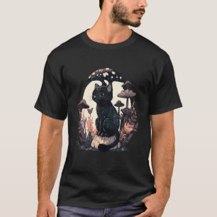 Cottagecore Esthetische Kat met Zwamhoed Morieljes T-shirt