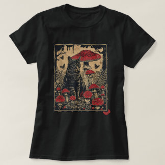CottageCore Esthetische Kat Paddestoel Paddenstoel T-shirt