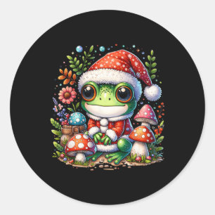 Cottagecore Esthetische Kikker Kerst Paddenstoel M Ronde Sticker