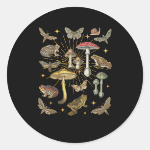Cottagecore Esthetische Paddenstoel Kikker Vlinder Ronde Sticker