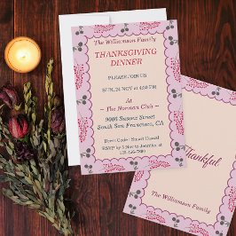 Cottagecore esthetische Thanksgiving Dinner Party Kaart