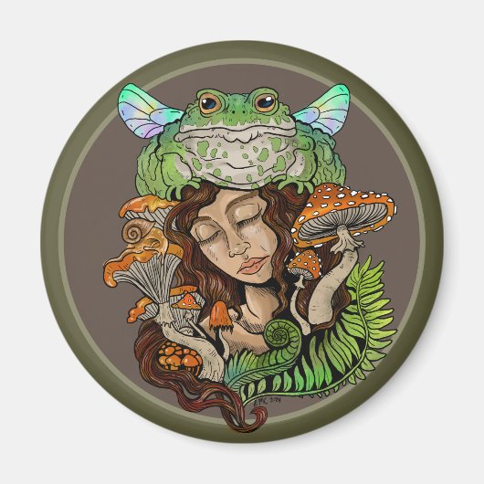 Cottagecore Fairy Frog Magneet (Voorkant)