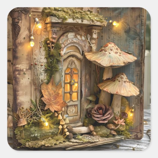 Cottagecore Feeënhuis Scrapbook Sticker (Voorkant)