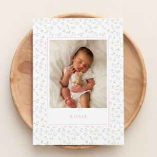 Cottagecore floral baby geboortekaartje aankondiging