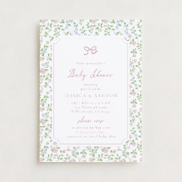Cottagecore Floral Baby Shower Invitation Kaart