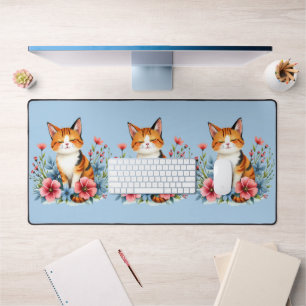 Cottagecore Floral Cat Serene Feline Botanical Bureaumat